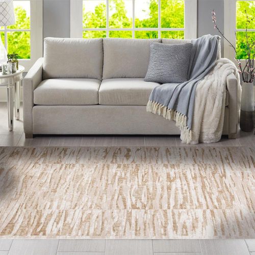 Alfombra Decorativa Abstracta Beige y Gris 133 x 190 Cm