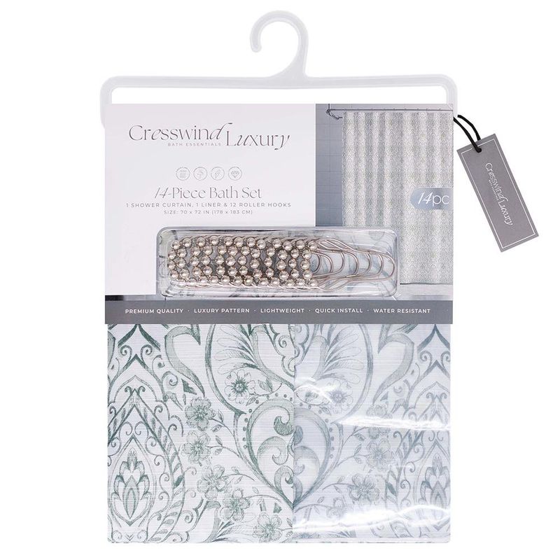 Set de  Cortina con Liner y Ganchos Diseño Mandala