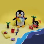 Peluche Mamá y Bebé Pingüino Negro - Les Ptipotos