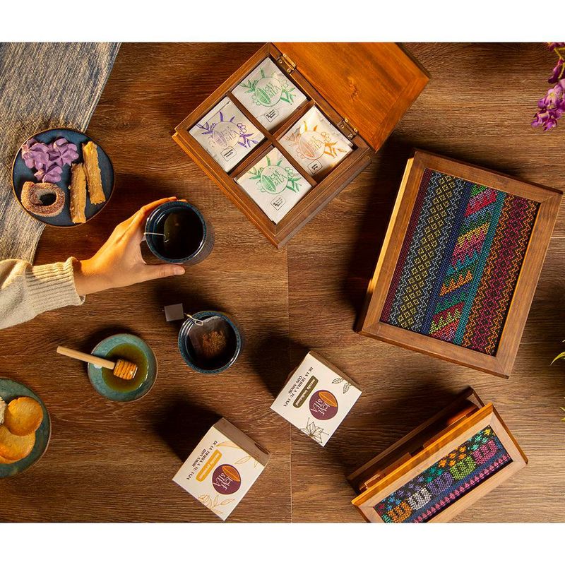 Caja de Te 6 Divisiones con Textil