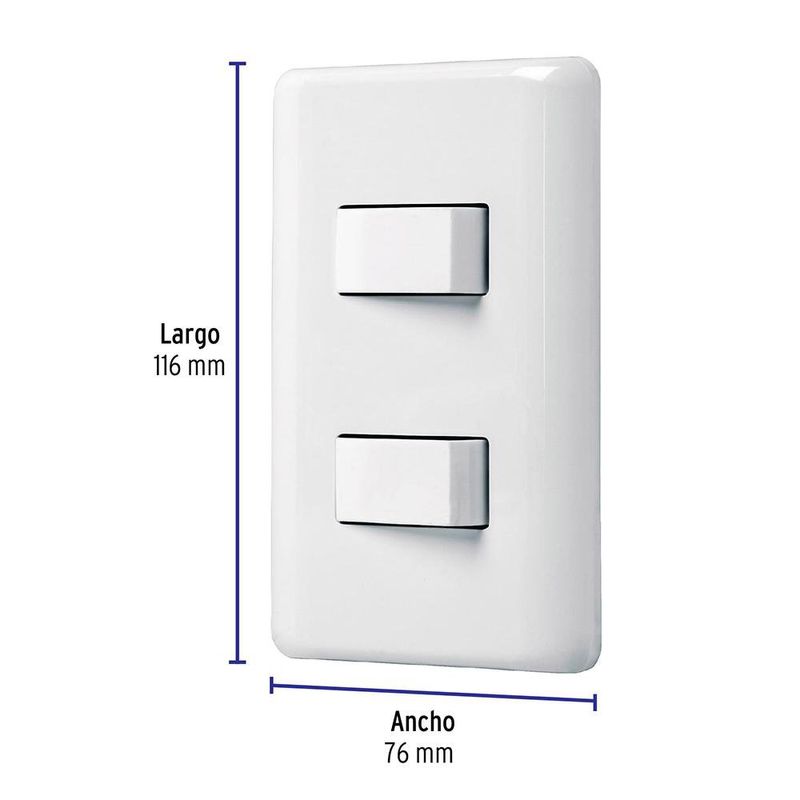 Placa Armada con 2 Interruptores Sencillos Basic Blanco - Volteck