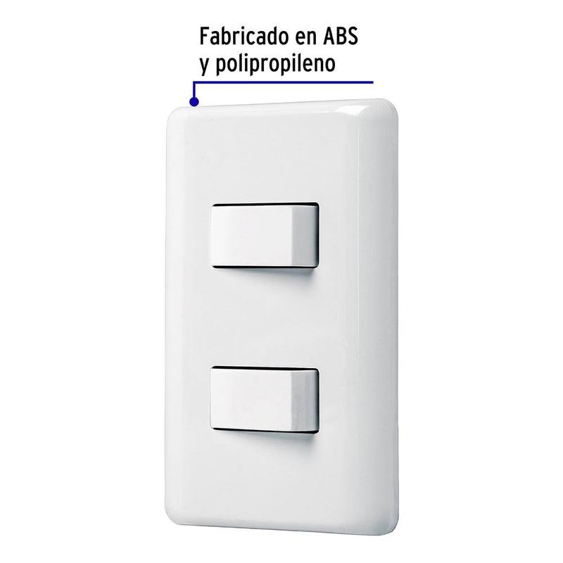Placa Armada con 2 Interruptores Sencillos Basic Blanco - Volteck