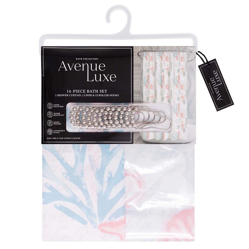 Set de Cortina con 12 Ganchos Diseño Mar