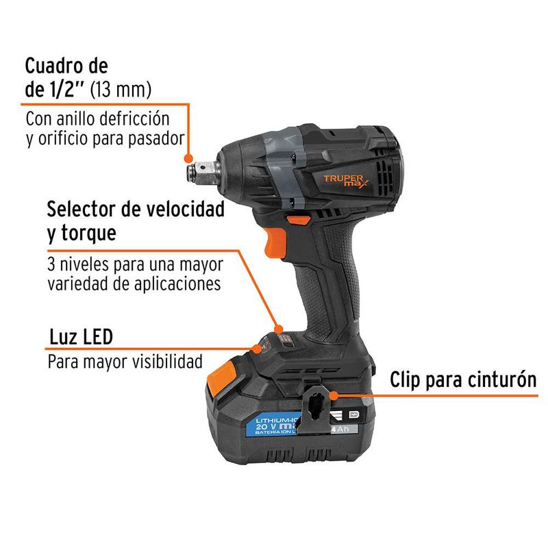Llave de Impacto Inalámbrica 20 V 1/2 Plg