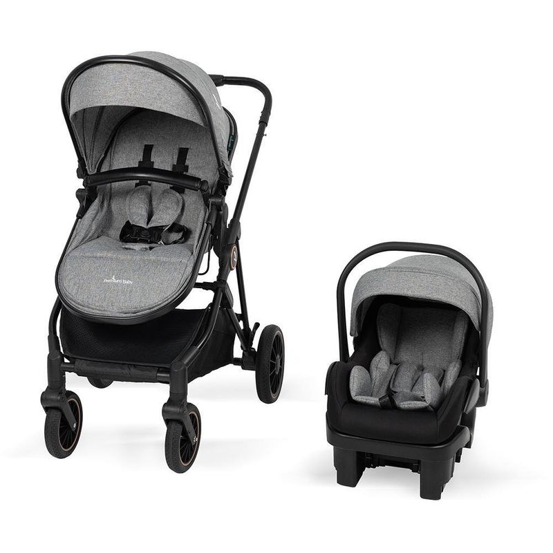 Carruaje Travel System Ana 4 en 1 con Portabebé y Arnés de 5 Puntos Color Gris