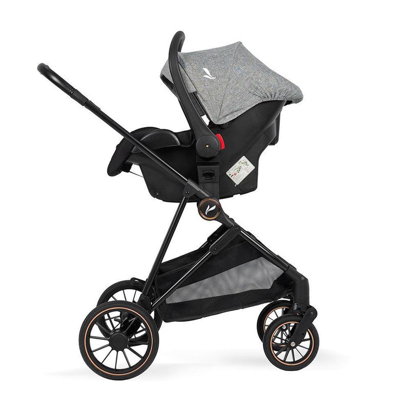 Carruaje Travel System Ana 4 en 1 con Portabebé y Arnés de 5 Puntos Color Gris