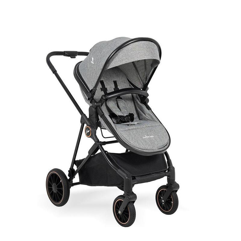 Carruaje Travel System Ana 4 en 1 con Portabebé y Arnés de 5 Puntos Color Gris