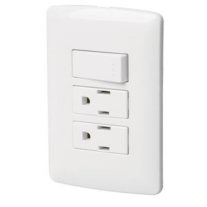 Tomacorriente Doble + Interruptor Sencillo Italiana Blanca - Volteck
