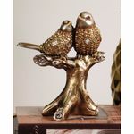 Figura Decorativa de Aves Doradas