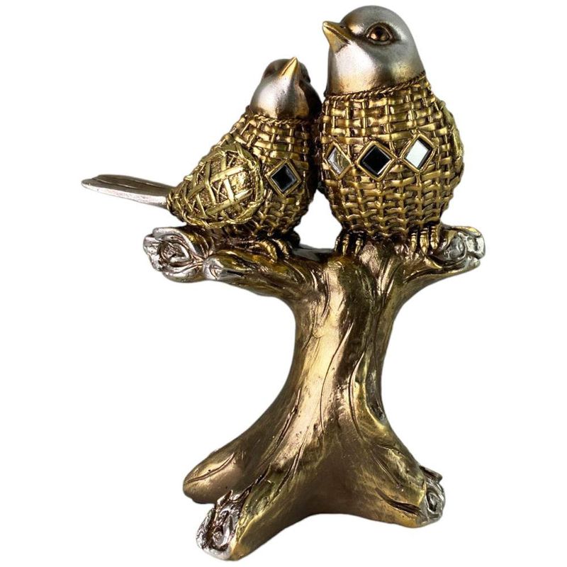 Figura Decorativa de Aves Doradas