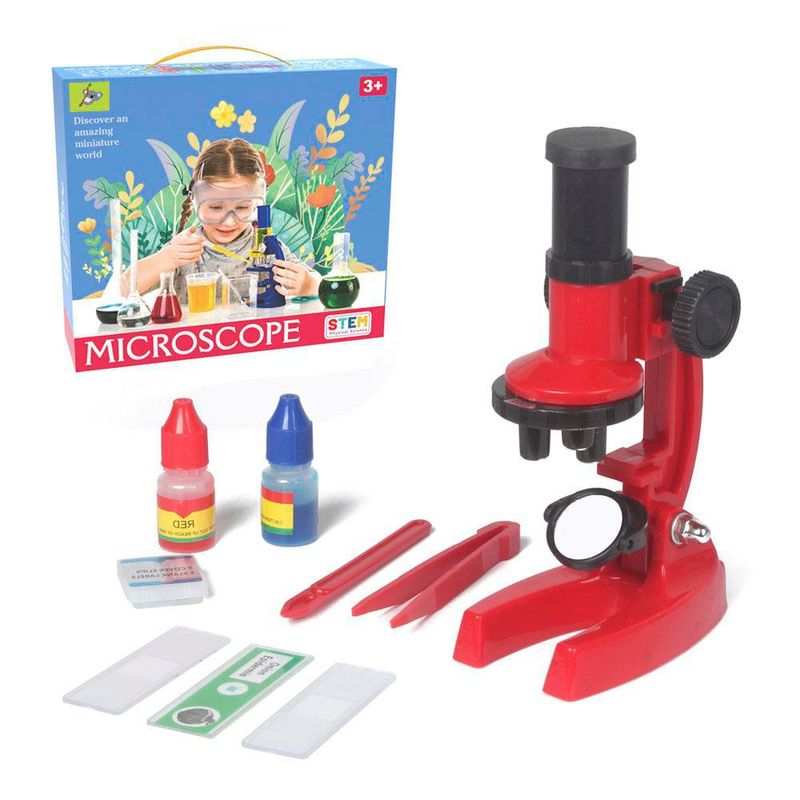 Microscopio Infantil 300X Rojo 10 Pzas