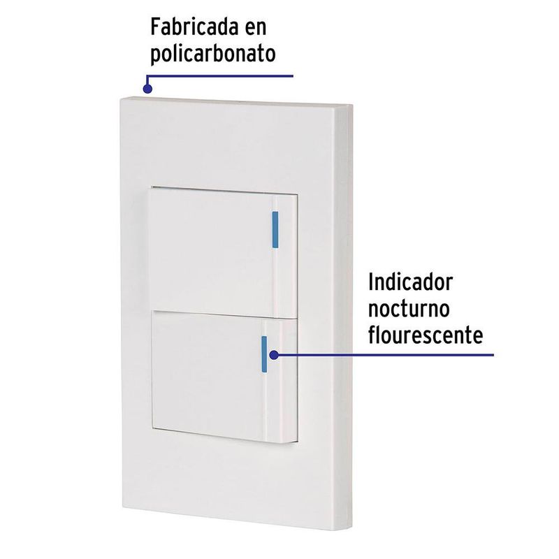 Interruptor Sencillo + Interruptor 3 Vías 1.5 Módulos Española Blanco - Volteck