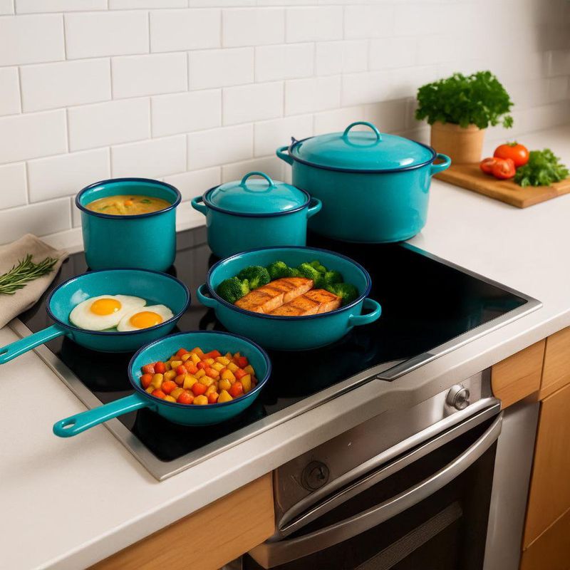 Batería de Cocina Turquesa Huasteca Azul 9 Pzas - Cinsa