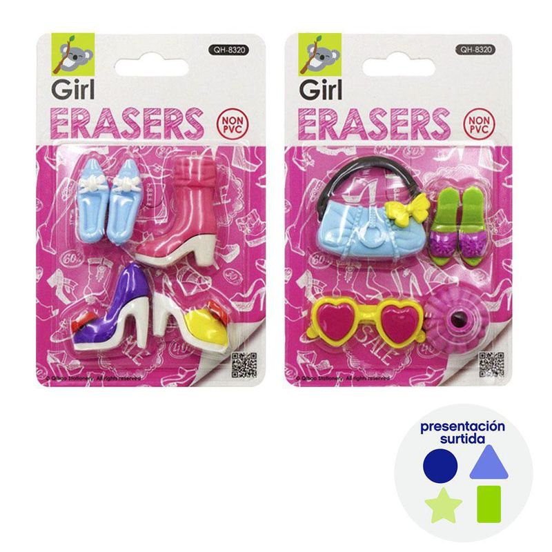 Set de Borradores Accesorios Diseños Surtidos