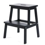 Taburete Escalera Negro de 2 Peldaños 42x28.5x50 Cm