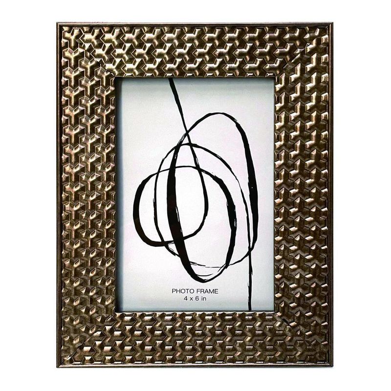 Portarretratos Metalizado Texturizado Color Bronce