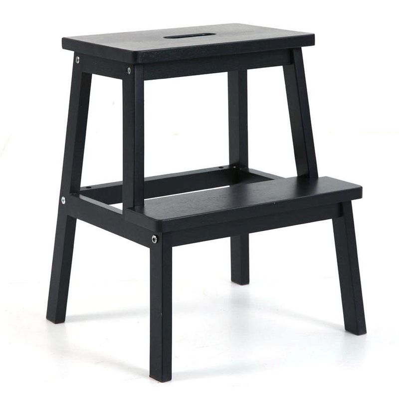 Taburete Escalera Negro de 2 Peldaños 42x28.5x50 Cm