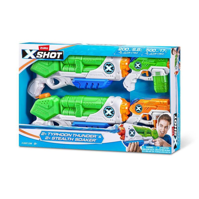 Set de 4 Pistolas de Agua X Shot Typhoon Thunder y Stealth Soaker