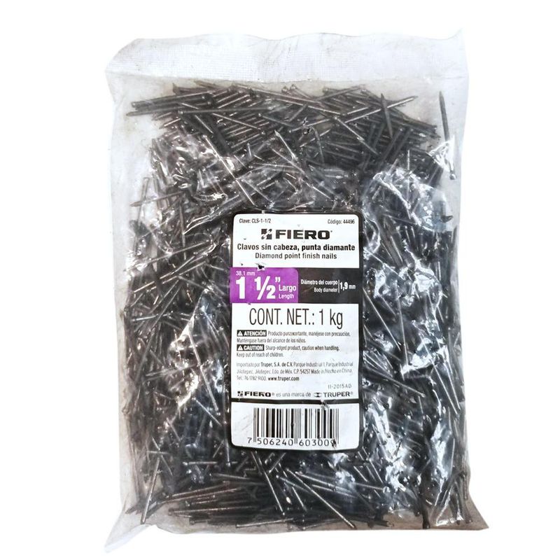 Clavo para Madera sin Cabeza de 1-1/2 Plg