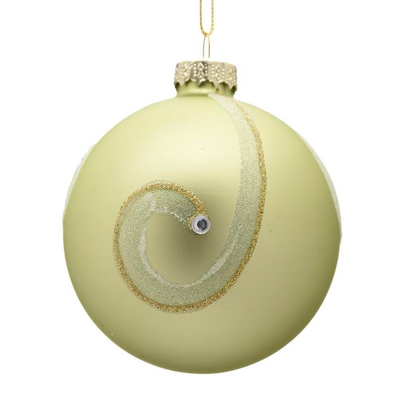 Bomba de Vidrio para Árbol Decorada Verde 8 Cm