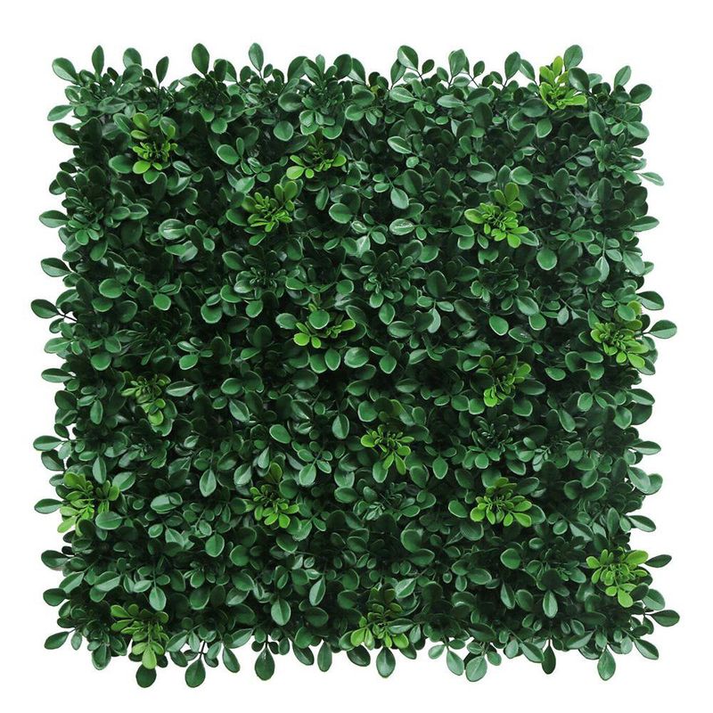 Panel de Follaje Sintético Estilo Boj Verde 50 x 50 Cm