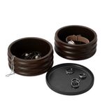 Joyero Circular de Madera con Tapa Café Oscuro