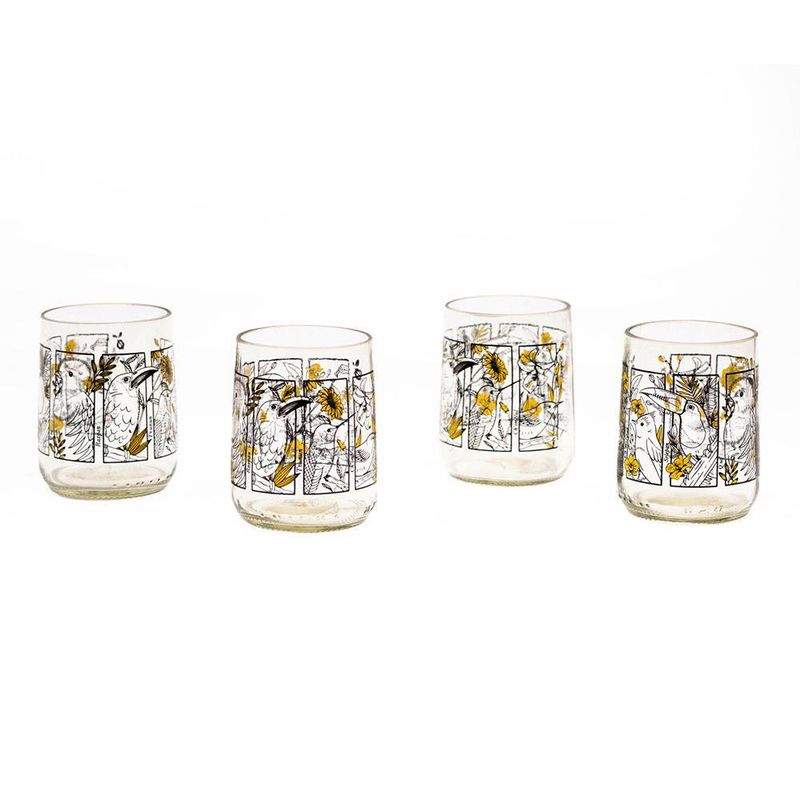 Set de 4 Vasos Transparentes con Diseño 8 Oz - Gronn