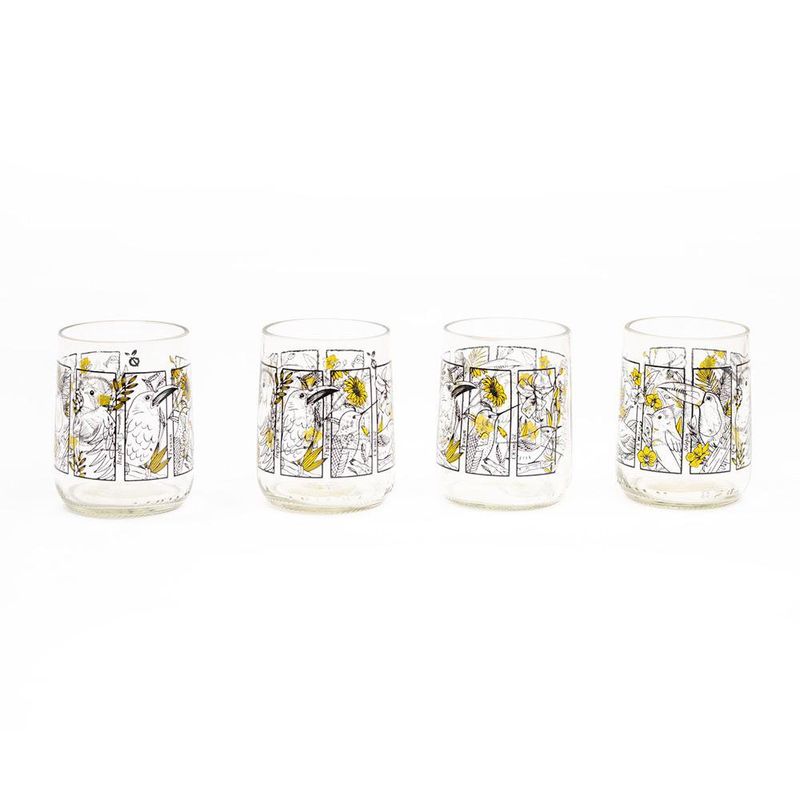 Set de 4 Vasos Transparentes con Diseño 8 Oz - Gronn