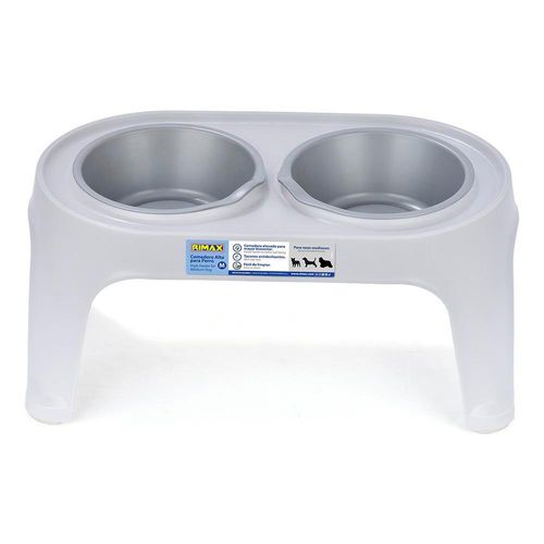 Plato Alto para Perro Mediano - Gris