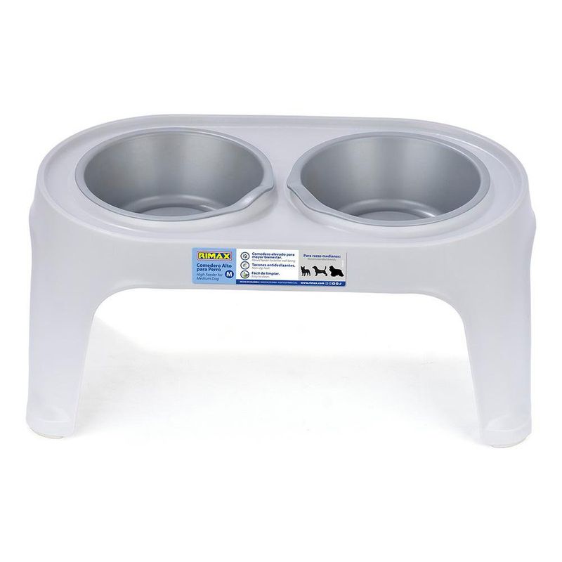 Plato Alto para Perro Mediano - Gris