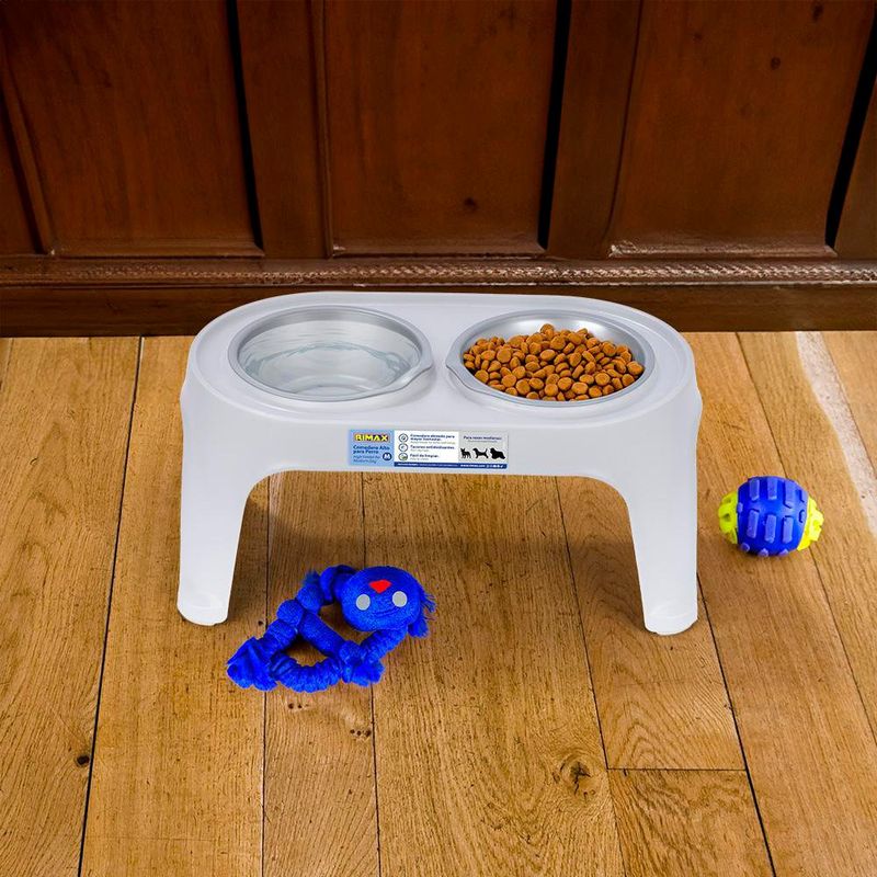 Plato Alto para Perro Mediano - Gris