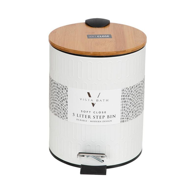 Bote de Basura con Pedal 5 L Tapa de Bambú