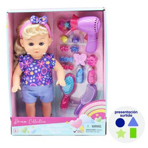 Muñeca con Juego de Cabello y Accesorios