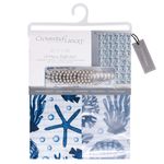Set de Cortina con Ganchos Diseño Mar Azul