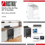 Estufa de Piso 20 Plg 4 Hornillas Gris