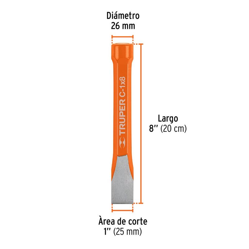 Cincel De 1 Plg X 8 Plg Acero Cromo Vanadio