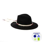 Sombrero Negro De Gamuza Con Cinta Típica