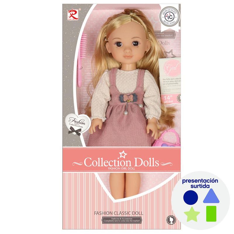 Muñeca Fashion Rosa 14 plg Diseños Surtidos