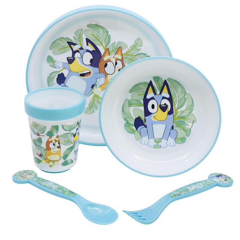 Set de Vajilla Infantil Diseño Bluey 5 Pzas