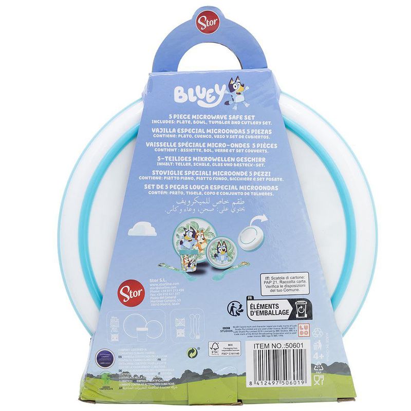 Set de Vajilla Infantil Diseño Bluey 5 Pzas