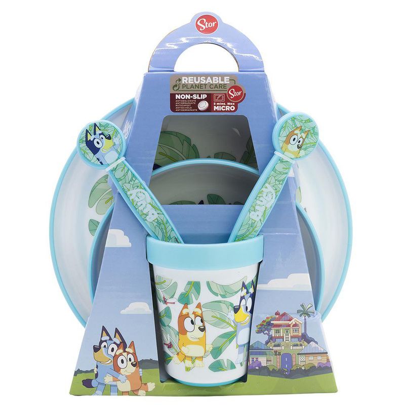 Set de Vajilla Infantil Diseño Bluey 5 Pzas