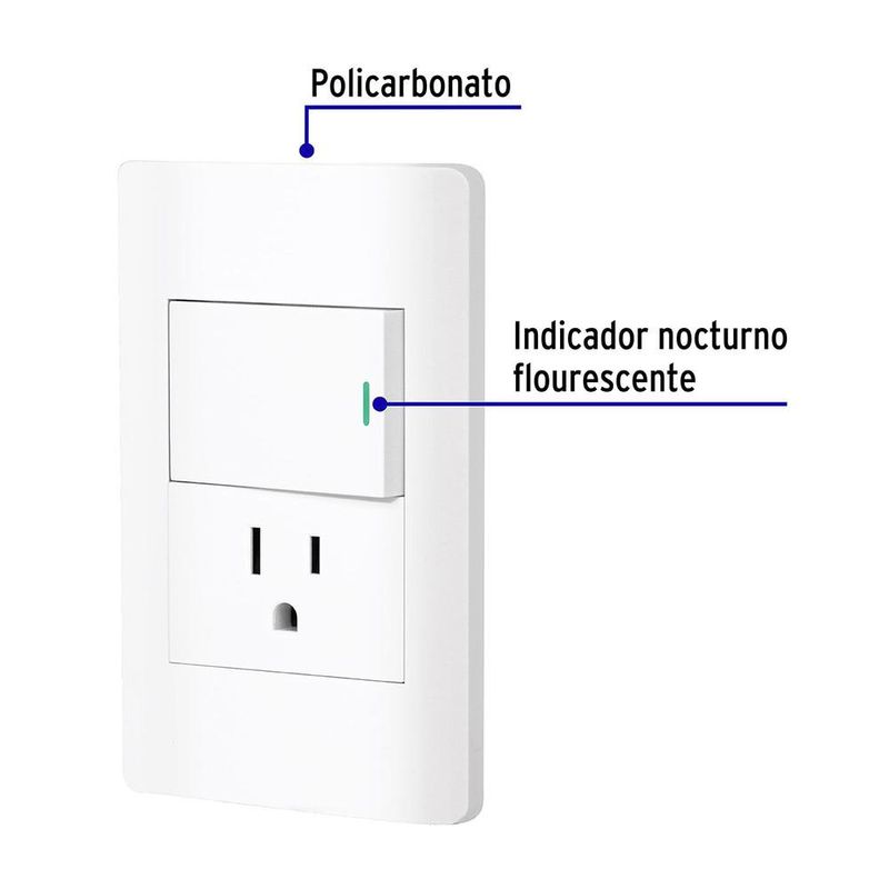 Tomacorriente e Interruptor Lisboa Blanco - Volteck