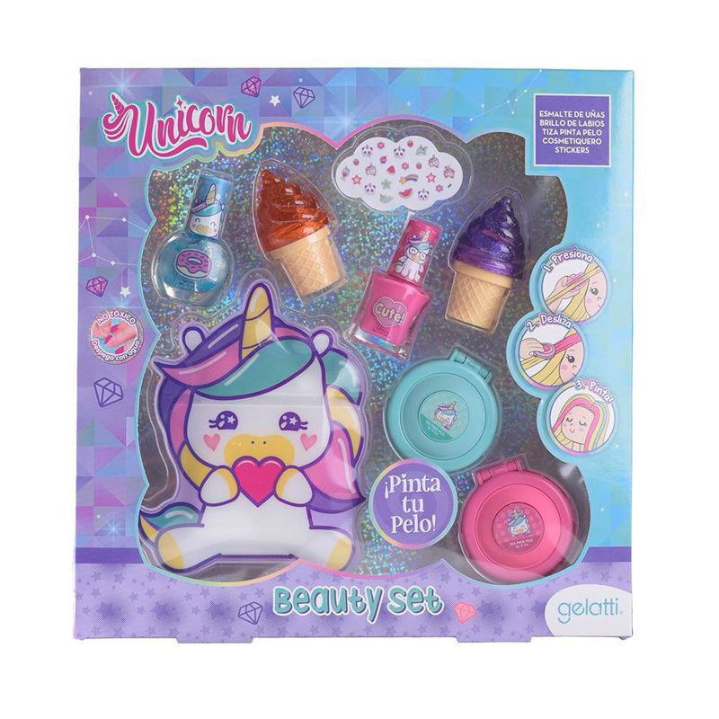 Gelatti LG esmalte + accesorio para pelo + cosmetiquera Unicornio