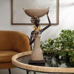 Figura Decorativa de Mujer Africana con Canasta
