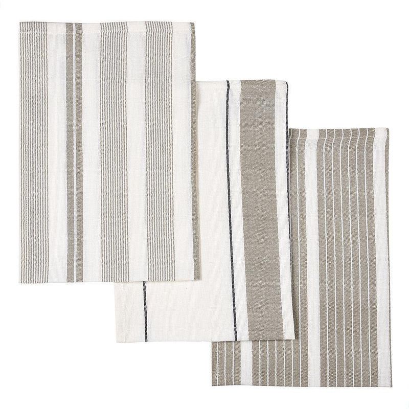 Set de 3 Toallas de Cocina con Diseño de Rayas Gris