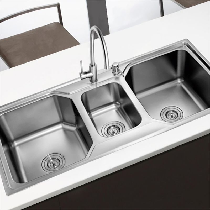 Lavatrastos de Acero Inoxidable 3 Fosas 106 Cm - Prymium