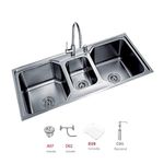 Lavatrastos de Acero Inoxidable 3 Fosas 106 Cm - Prymium