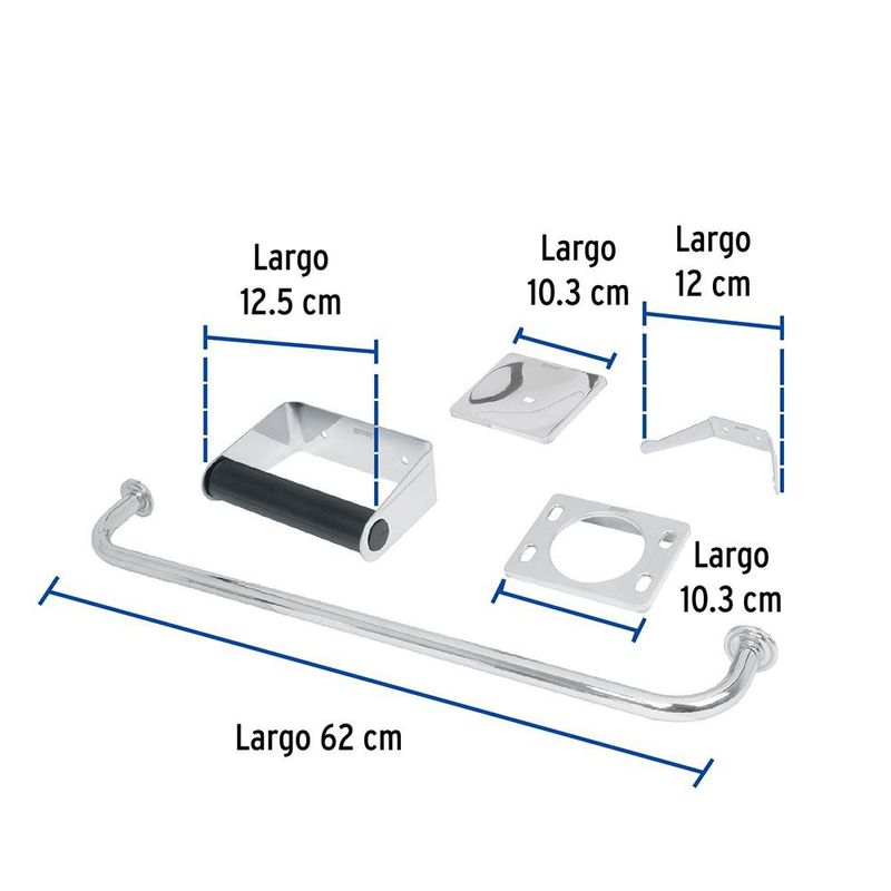 Accesorios para Baño de Pared 5 Piezas Cromo Línea Basic