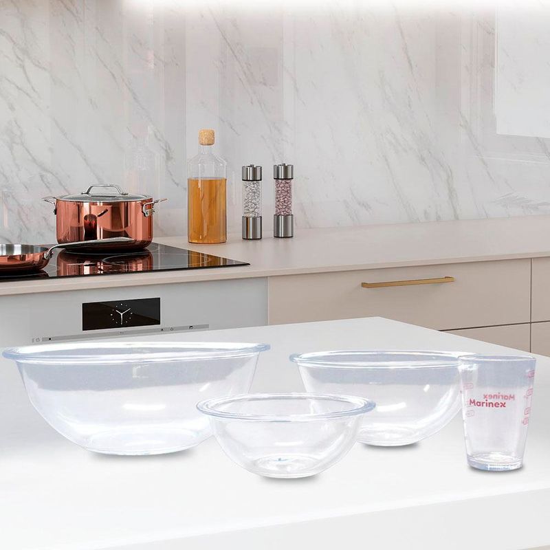 Set de Bowls + Vaso Medidor de Vidrio