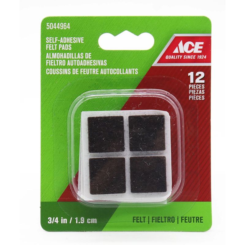 Protectores Cuadrados Fieltro Café 3/4 Plg 12 Uds